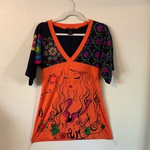 Adore Orange Face Top Size S